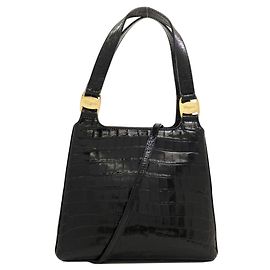 Bolsa de mão 2-way em couro com relevo Salvatore Ferragamo Preto