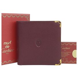 Cartier Must Line Bi-fold Wallet in Bordeaux Dark red
