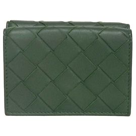 Portefeuille pliable trois volets Tiny New Sage Bicolor de Bottega Veneta Vert