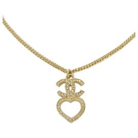 Collier Chanel avec cœur en strass Doré Autre
