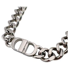 Christian Dior Silver CD ICON Chain Link Necklace Silvery