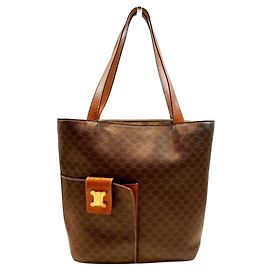 Céline Sacola Tote Celine em couro marrom e PVC Marrom