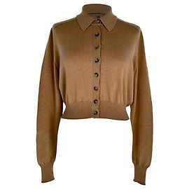 Cardigan com gola Sportmax em lã cor tan Marrom Bege