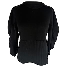 Chloé Strickpullover aus schwarzer Wolle mit Rippstrick Schwarz