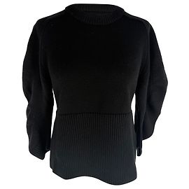 Suéter de malha canelada Chloé em lã preta Preto