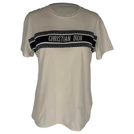 T-shirt Christian Dior en coton blanc avec imprimé graphique logo Blanc