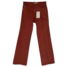 Jeans a gamba dritta Agatha di Ulla Johnson in cotone rosso Rosso Bordò