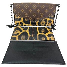 Bolsa tiracolo Louis Vuitton Leopard Felicie Marrom
