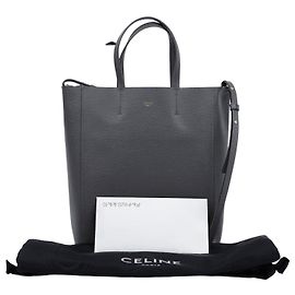 Céline Petit Cabas Vertical Sac à Épaule Gris Gris