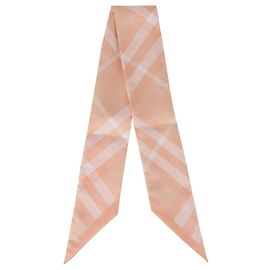 Burberry Skinny Seidenschal mit Karomuster Orange