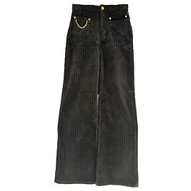 Ganni Magny Chain Accent Hose aus schwarzem Cord Schwarz