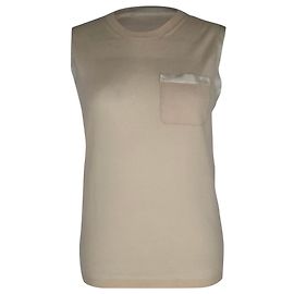 Lanvin Knitted Tank Top in Cream Cashmere White Cream