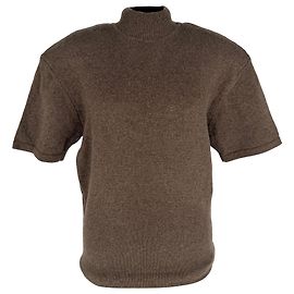 Jacquemus Castagna Rollkragen-Kurzarmpullover aus brauner Merinowolle Braun Rot