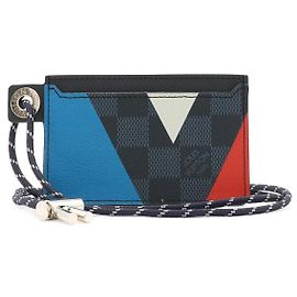 Louis Vuitton Damier Cobalt V Line Card Case Blue
