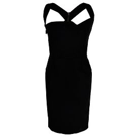 Roland Mouret Mini-Kleid mit quadratischem Ausschnitt aus schwarzer Viskose Schwarz