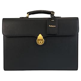 Burberrys Leather Briefcase Black