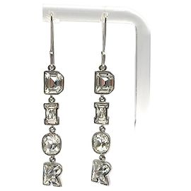 Dior Logo Crystal Drop Ohrringe Silber Weiß