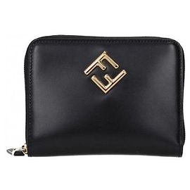 Fendi Diamond Zip Around Medium Wallet Black