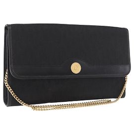 Christian Dior Vintage Honeycomb chain Canvas Noir