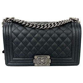 Chanel Caviar Quilted Medium Black Boy Flap Shoulder Bag Black