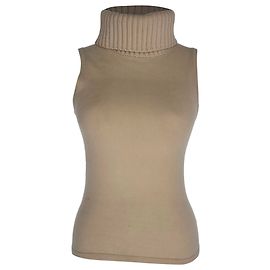 Michael Kors Rollkragen-Strickoberteil ärmellos aus Beige Kaschmir Beige