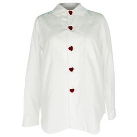 Comme Des Garcons Blusa de manga comprida com botões Comme des Garçons Girl em algodão branco Branco Cru