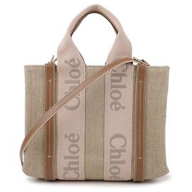 Chloé Petit sac cabas en lin Woody Rose
