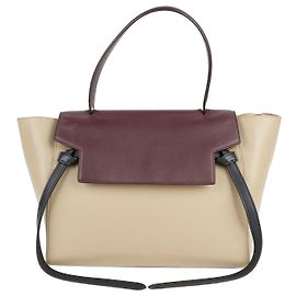 Céline Bolsa Tote e Bolsa de Ombro em Couro Bicolor Borgonha Vermelho