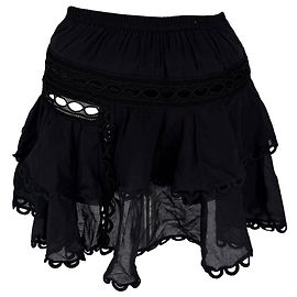 Autre Marque Mini saia Charo Ruiz em algodão preto com acabamento em renda Preto
