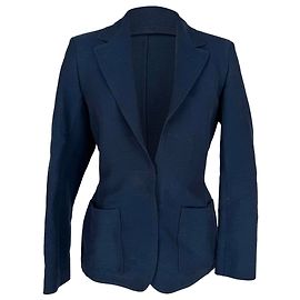 Lanvin Single-Breasted Blazer with Pockets in Navy Blue Linen Blue Navy blue