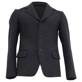 Prada Single-Breasted Jacket in Black Virgin Wool Grey