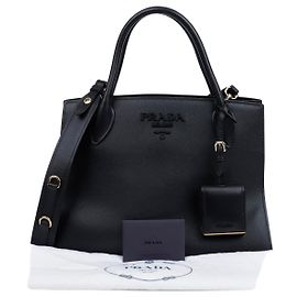 Prada Bolsa Tote de couro Saffiano monocromática preta Preto