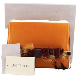 Jimmy Choo Pochette en cuir avec ruban orange Orange