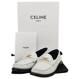 Mocassins Céline en cuir blanc taille 35 Blanc