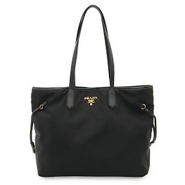 Prada Nylon-Leder-Tote-Bag Schwarz