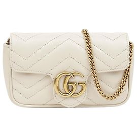 Gucci Bolsa Super Mini Matelassé Gg Marmont Branco Branco
