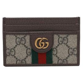 Gucci Ophidia Card Case Brown Leather Brown