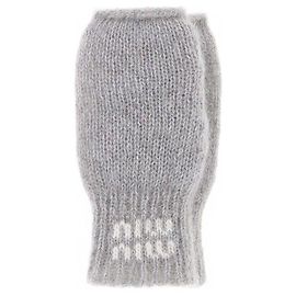Miu Miu Mohair-Mix Strickhandschuhe Grau Grau