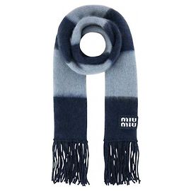 Cachecol Miu Miu em mohair azul com franjas Azul