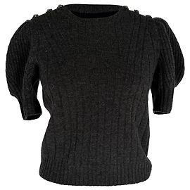 Alexander McQueen Strickbluse mit Puffärmeln aus schwarzer Wolle Schwarz