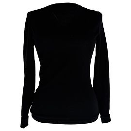 Suéter Alaïa com decote em V em lã preta Preto
