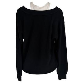 Alexander McQueen T V-Ausschnitt Pullover aus schwarzer Wolle Schwarz