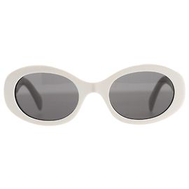 Céline Óculos de sol Celine Triomphe CL40194U de acetato branco com armação oval Branco Cru