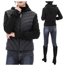 Moncler Down Mix Zip-Up Jacket Black