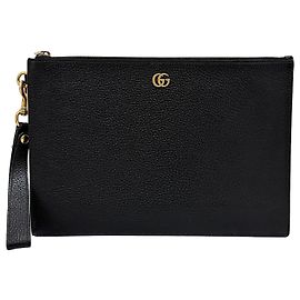 Gucci Leather Clutch Bag Black Black