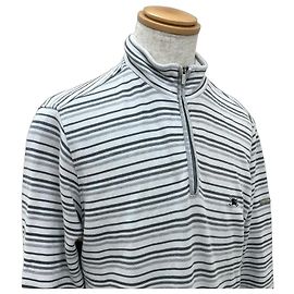 Burberry Golf in misto cotone con mezza zip e cuciture a vista Marrone Bianco