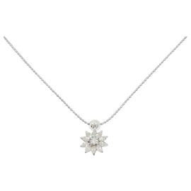 Autre Marque Collar de Diamante Pt900 K18WG Plata