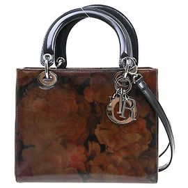 Christian Dior Vintage Lady Dior en cuir verni Marron