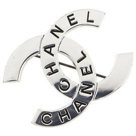 Chanel Coco Mark Logo Brosche Silber