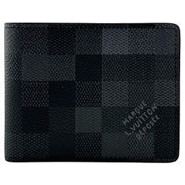 Louis Vuitton Black Damier Canvas Bi-fold Wallet Black